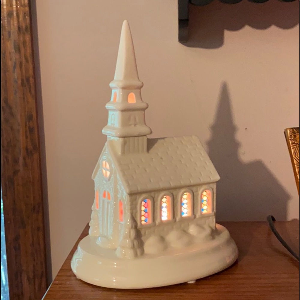 Stained glass lighted Music Box Church